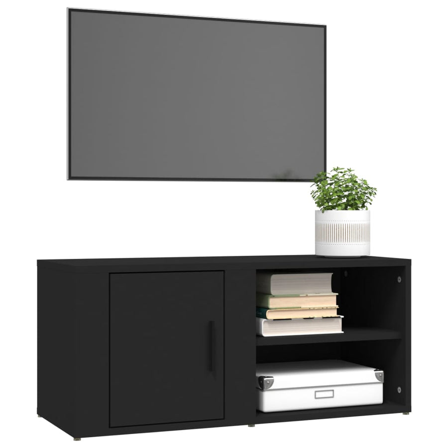 Tv-Meubels 80X31,5X36 Cm Bewerkt Hout 2 Zwart