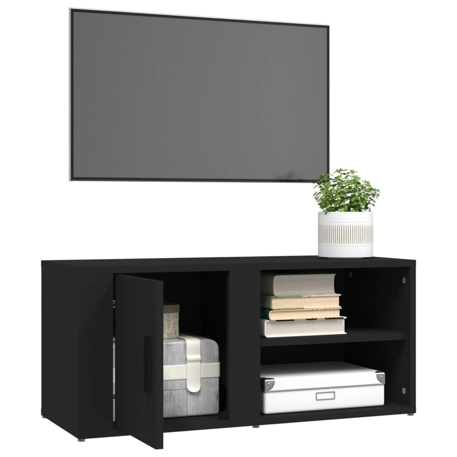 Tv-Meubels 80X31,5X36 Cm Bewerkt Hout 2 Zwart
