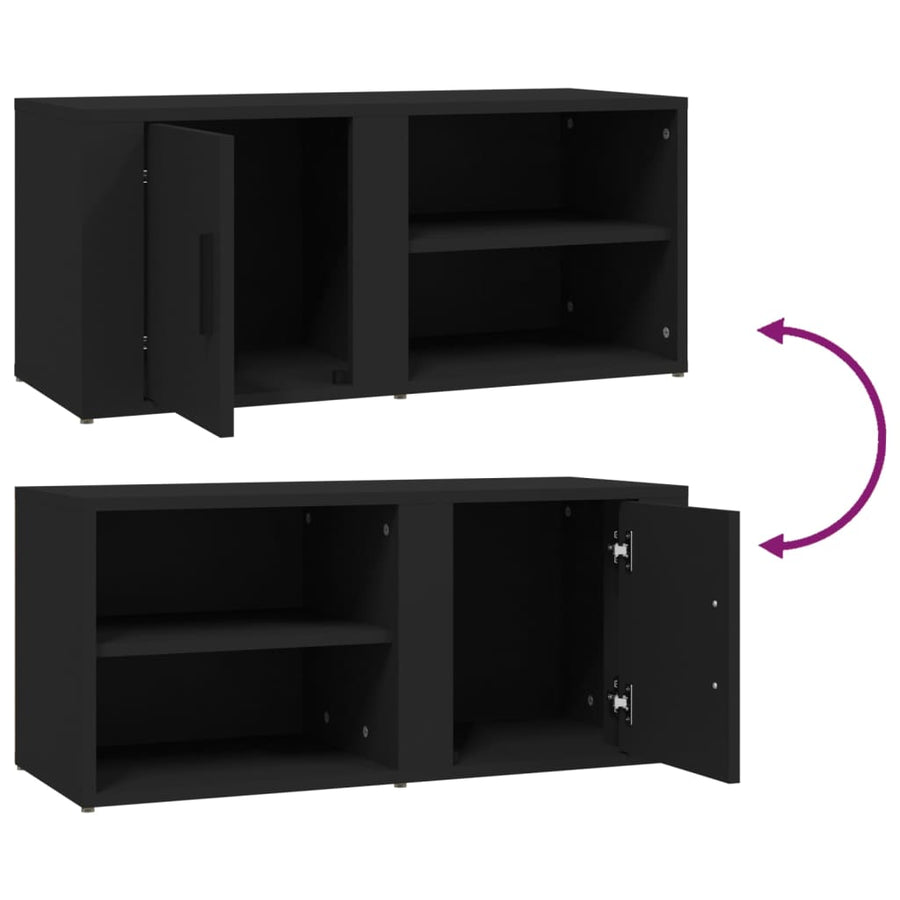 Tv-Meubels 80X31,5X36 Cm Bewerkt Hout 2 Zwart