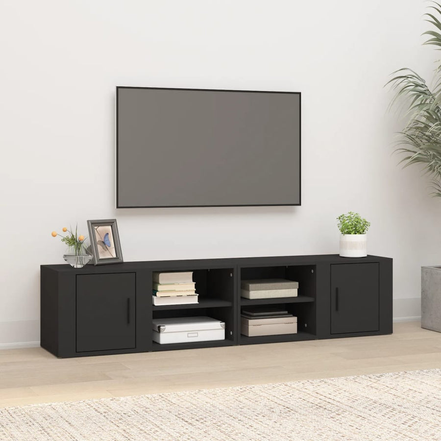 Tv-Meubels 80X31,5X36 Cm Bewerkt Hout 2 Zwart