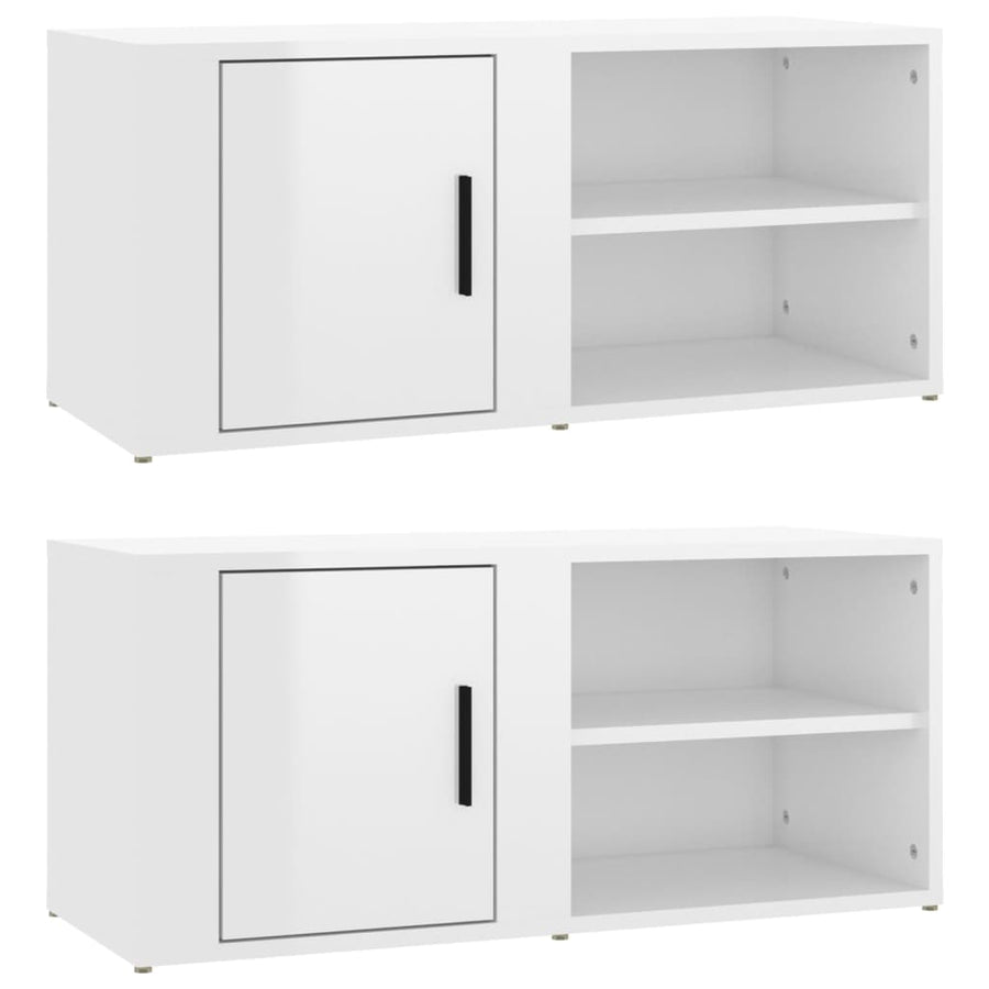 Tv-Meubels 80X31,5X36 Cm Bewerkt Hout 2 Hoogglans wit