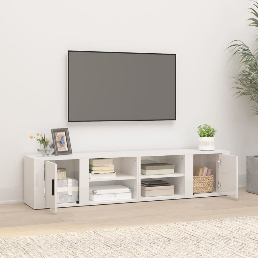 Tv-Meubels 80X31,5X36 Cm Bewerkt Hout 2 Hoogglans wit