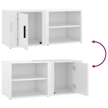Tv-Meubels 80X31,5X36 Cm Bewerkt Hout 2 Hoogglans wit