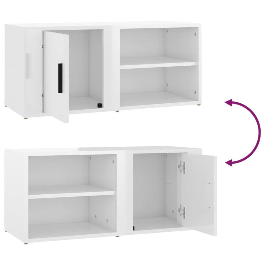 Tv-Meubels 80X31,5X36 Cm Bewerkt Hout 2 Hoogglans wit