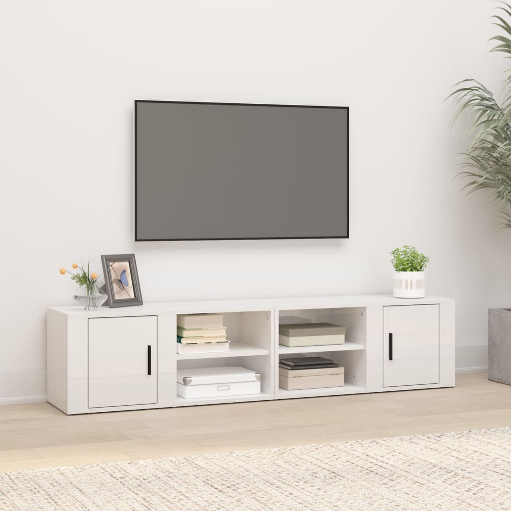 Tv-Meubels 80X31,5X36 Cm Bewerkt Hout 2 Hoogglans wit