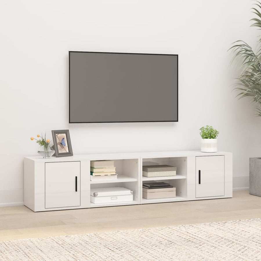 Tv-Meubels 80X31,5X36 Cm Bewerkt Hout 2 Hoogglans wit