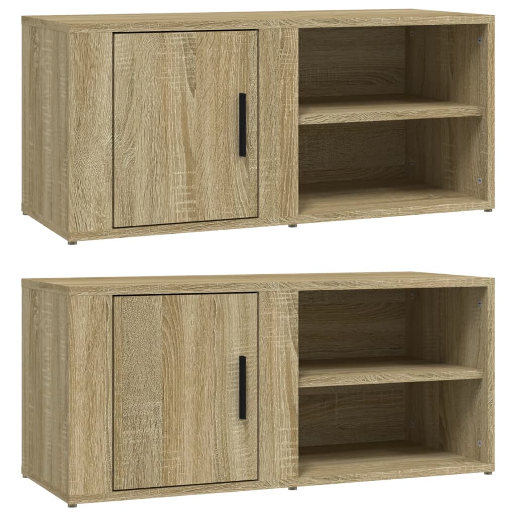 Tv-Meubels 80X31,5X36 Cm Bewerkt Hout Kleurig 2 Sonoma eiken