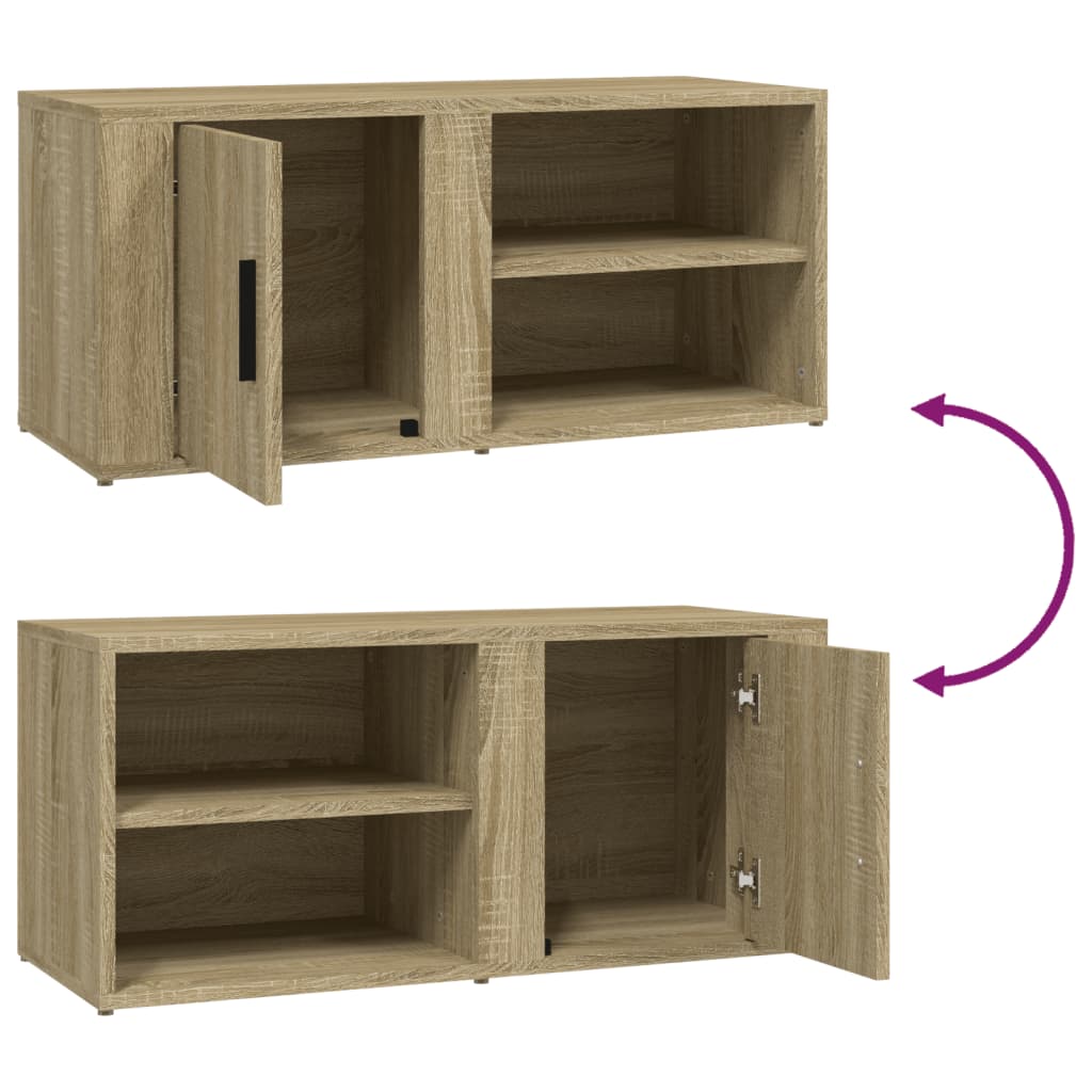 Tv-Meubels 80X31,5X36 Cm Bewerkt Hout Kleurig 2 Sonoma eiken