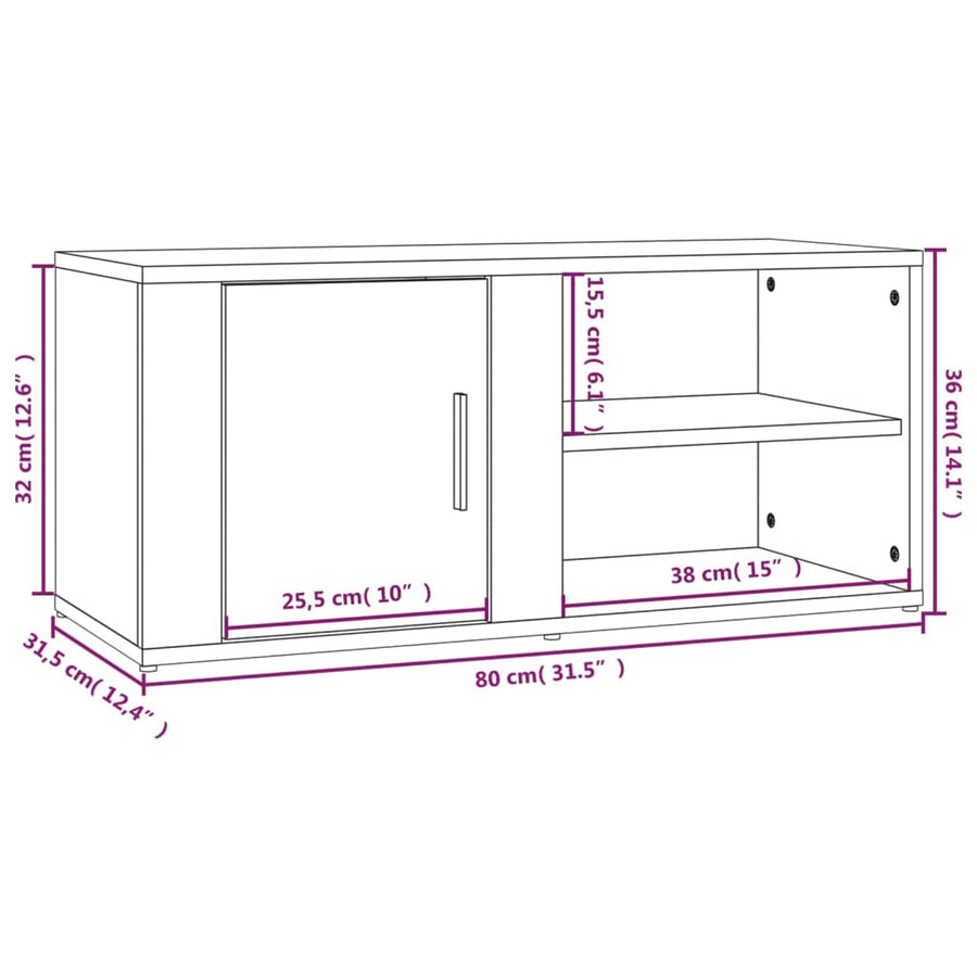Tv-Meubels 80X31,5X36 Cm Bewerkt Hout 2 Betongrijs