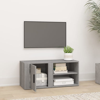 Tv-Meubel 80X3,5X36 Cm Bewerkt Hout Eikenkleurig 1 Grijs sonoma