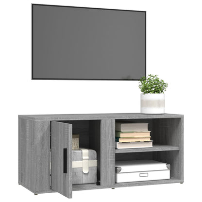 Tv-Meubel 80X3,5X36 Cm Bewerkt Hout Eikenkleurig 1 Grijs sonoma