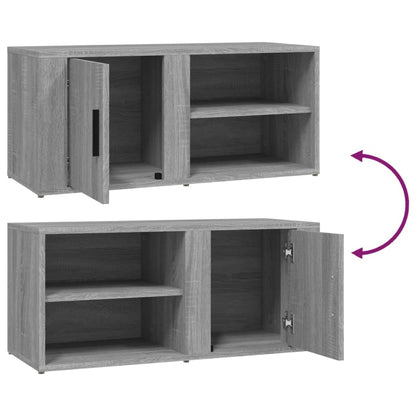 Tv-Meubel 80X3,5X36 Cm Bewerkt Hout Eikenkleurig 1 Grijs sonoma