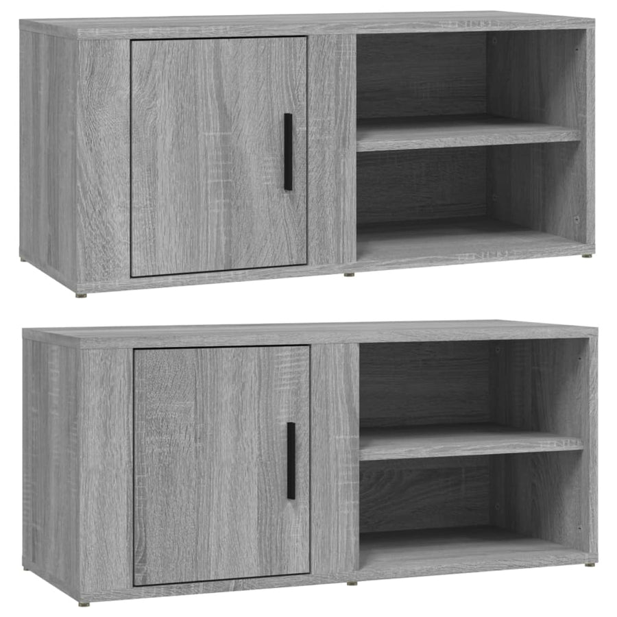 Tv-Meubels 80X31,5X36 Cm Bewerkt Hout Eiken 2 Grijs sonoma
