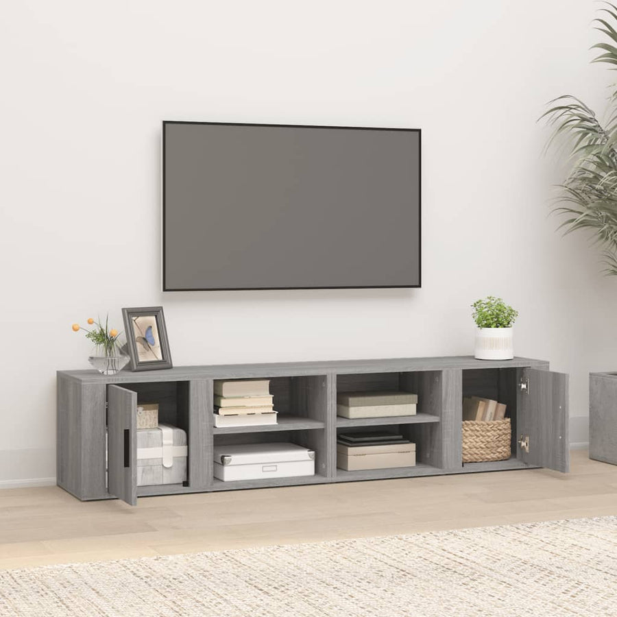 Tv-Meubels 80X31,5X36 Cm Bewerkt Hout Eiken 2 Grijs sonoma