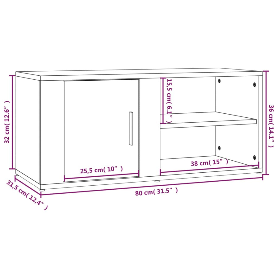 Tv-Meubels 80X31,5X36 Cm Bewerkt Hout Eiken 2 Grijs sonoma