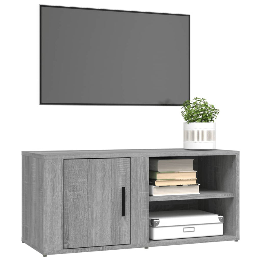 Tv-Meubels 80X31,5X36 Cm Bewerkt Hout Eiken 2 Grijs sonoma