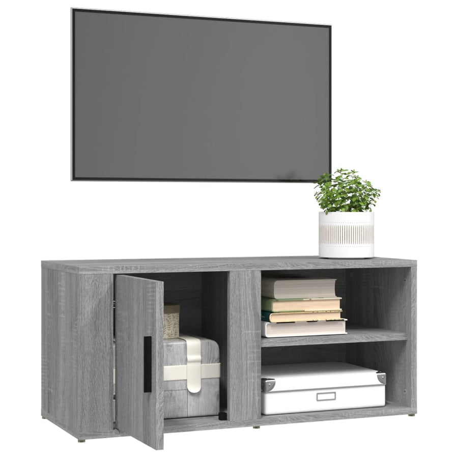 Tv-Meubels 80X31,5X36 Cm Bewerkt Hout Eiken 2 Grijs sonoma