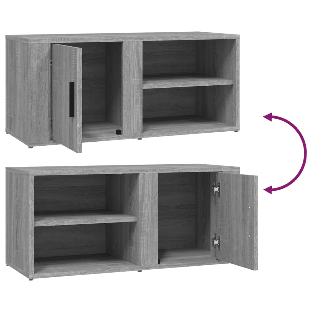 Tv-Meubels 80X31,5X36 Cm Bewerkt Hout Eiken 2 Grijs sonoma