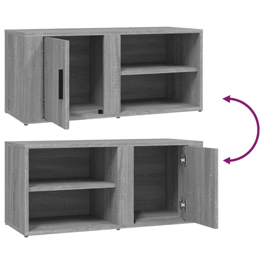 Tv-Meubels 80X31,5X36 Cm Bewerkt Hout Eiken 2 Grijs sonoma