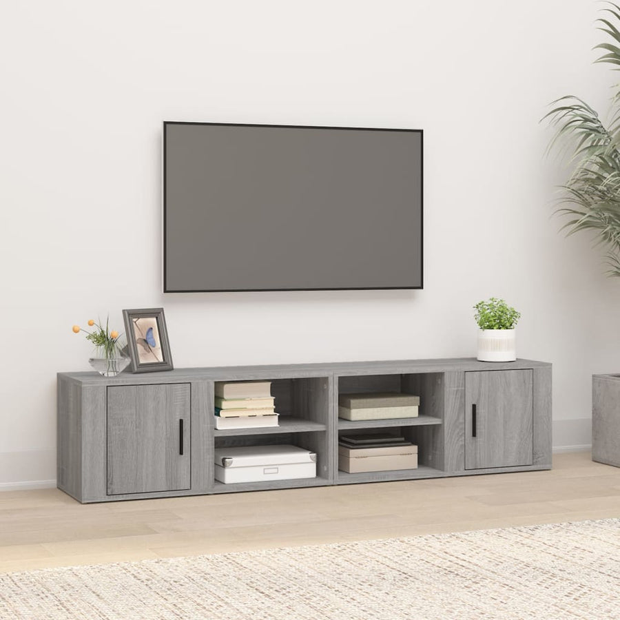 Tv-Meubels 80X31,5X36 Cm Bewerkt Hout Eiken 2 Grijs sonoma