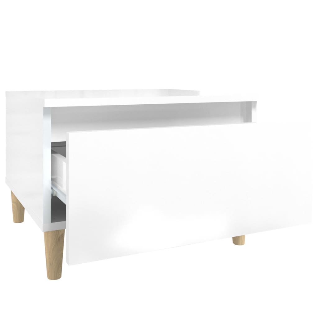 Bijzettafel 50X46X35 Cm Bewerkt Hout Hoogglans Wit