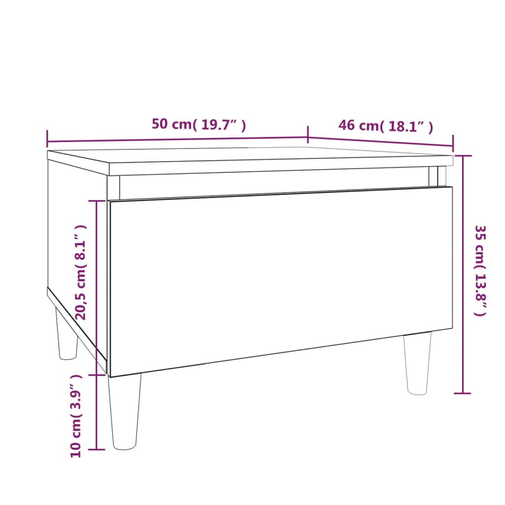Bijzettafel 50X46X35 Cm Bewerkt Hout Sonoma Eikenkleurig