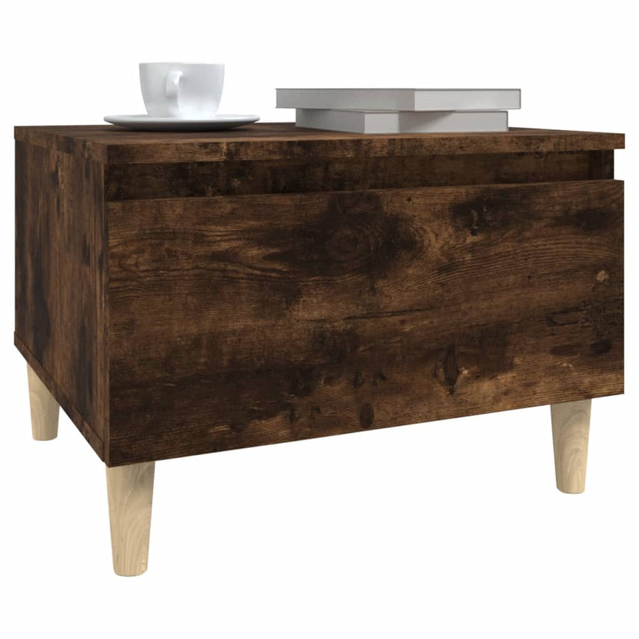Bijzettafel 50X46X35 Cm Bewerkt Hout Gerookt Eikenkleurig