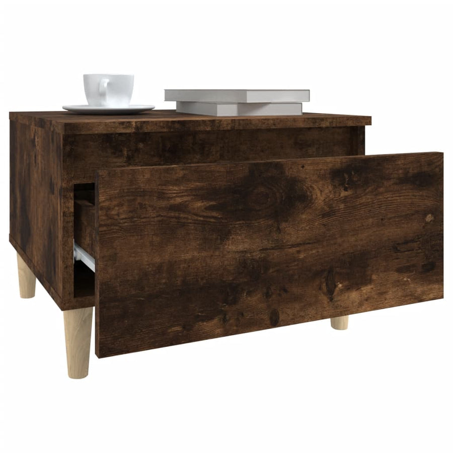 Bijzettafel 50X46X35 Cm Bewerkt Hout Gerookt Eikenkleurig