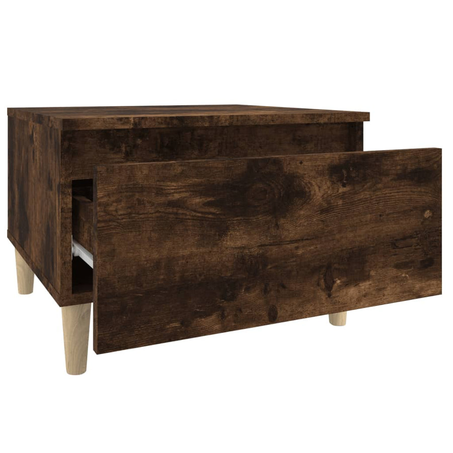 Bijzettafel 50X46X35 Cm Bewerkt Hout Gerookt Eikenkleurig