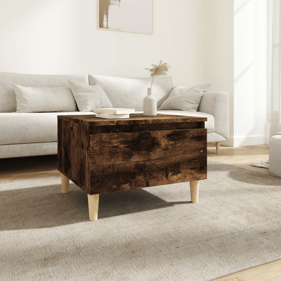 Bijzettafel 50X46X35 Cm Bewerkt Hout Gerookt Eikenkleurig