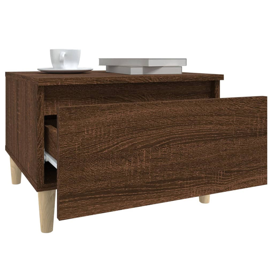 Bijzettafel 50X46X35 Cm Bewerkt Hout Bruin Eikenkleur