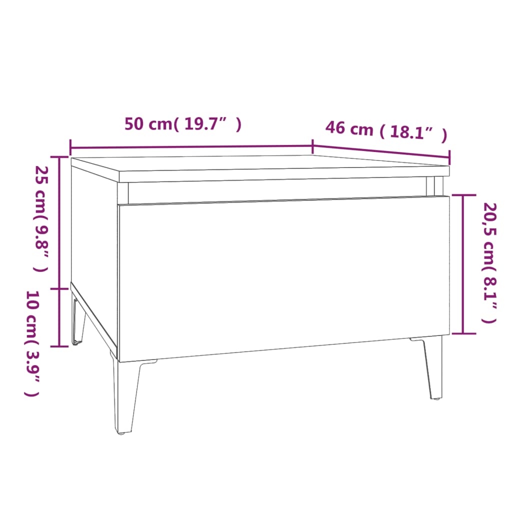 Bijzettafel 50X46X35 Cm Bewerkt Hout Zwart