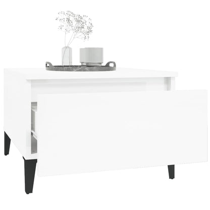 Bijzettafel 50X46X35 Cm Bewerkt Hout Hoogglans Wit
