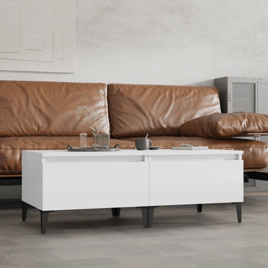 Bijzettafels 2 St 50X46X35 Cm Bewerkt Hout Hoogglans Wit