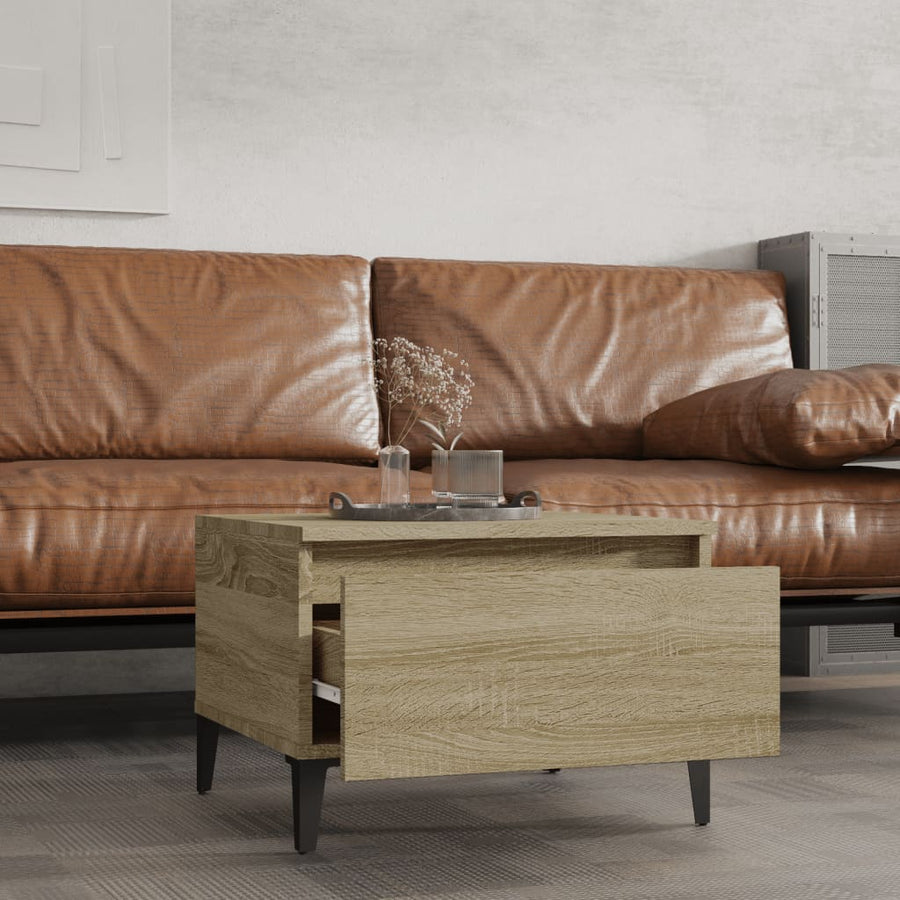 Bijzettafel 50X46X35 Cm Bewerkt Hout Sonoma Eikenkleurig