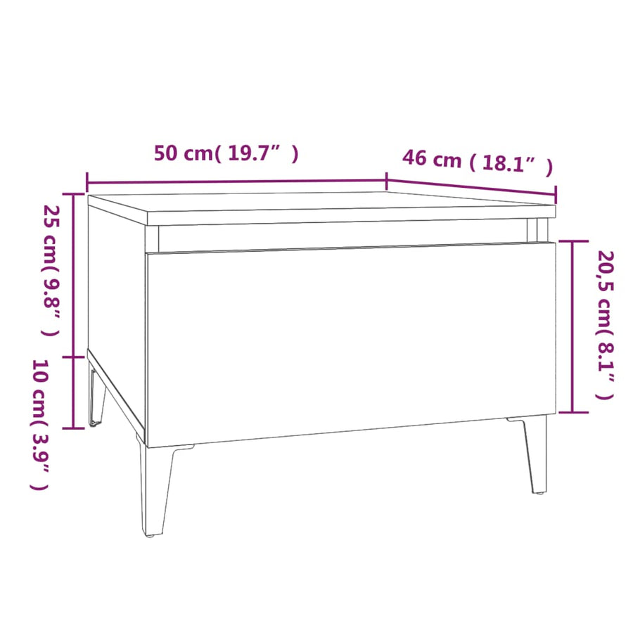 Bijzettafel 50X46X35 Cm Bewerkt Hout Betongrijs