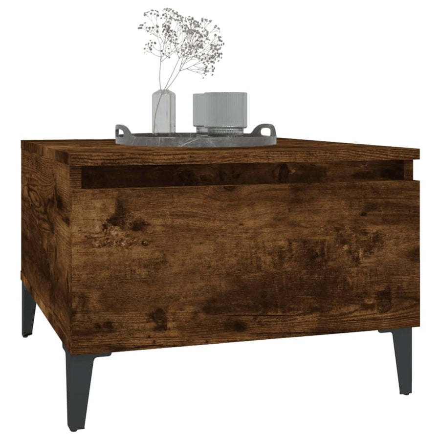 Bijzettafel 50X46X35 Cm Bewerkt Hout Gerookt Eikenkleurig
