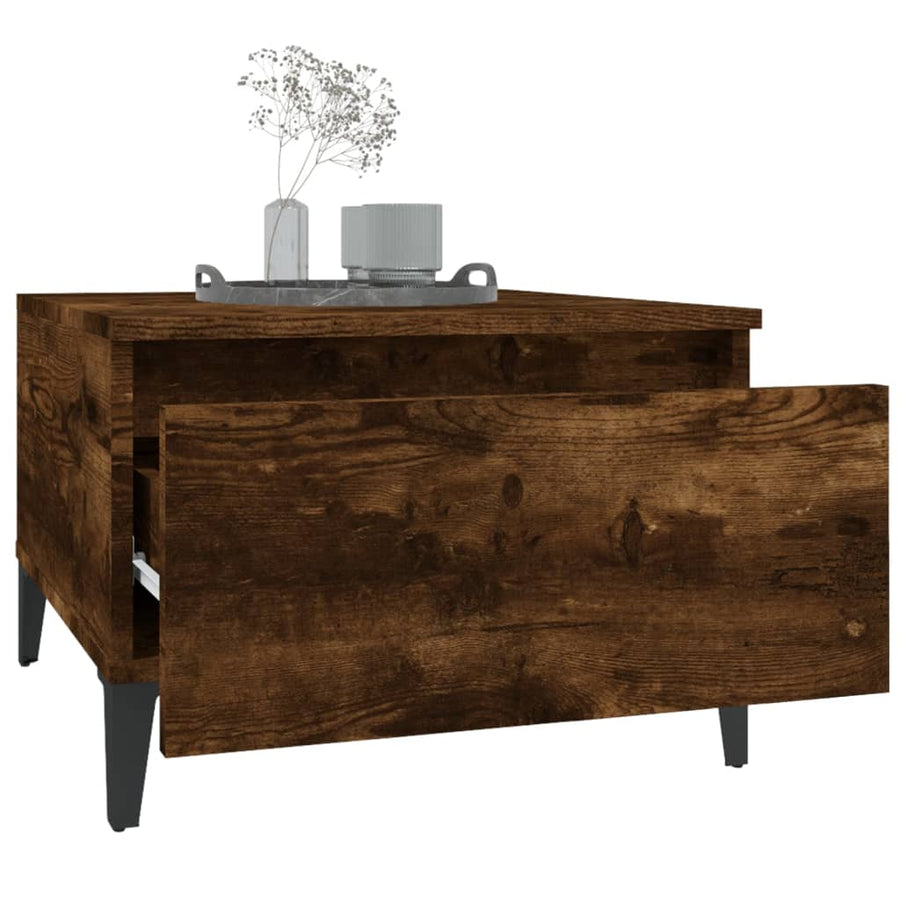 Bijzettafel 50X46X35 Cm Bewerkt Hout Gerookt Eikenkleurig