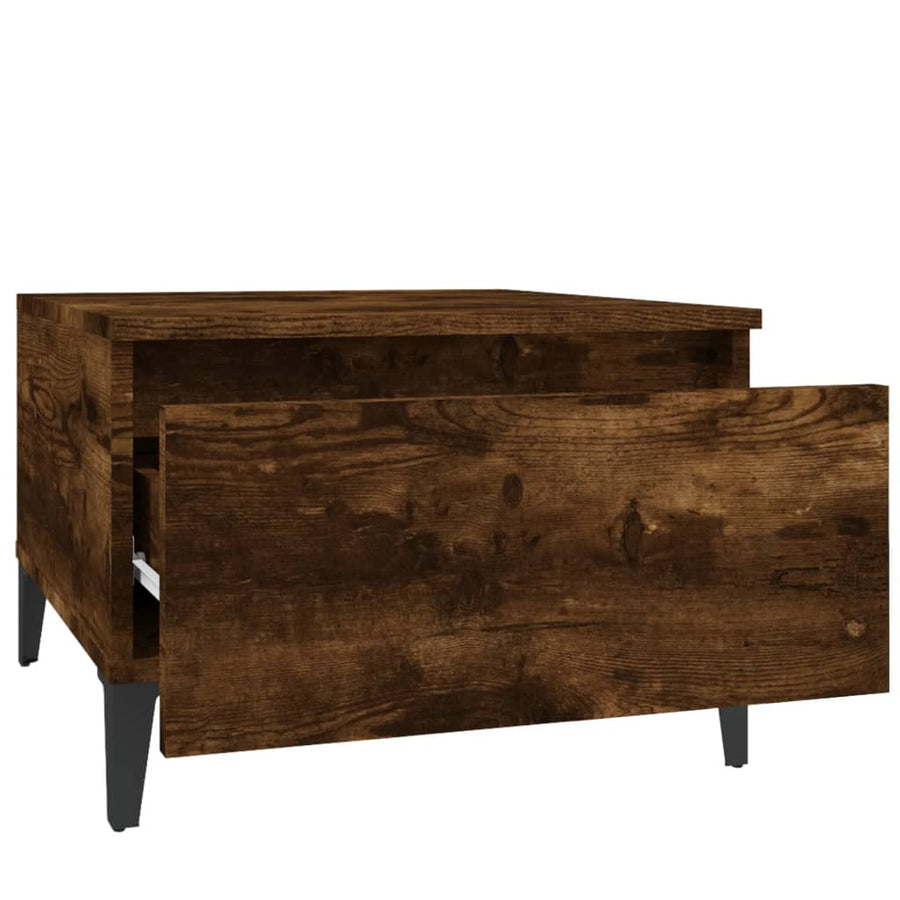 Bijzettafel 50X46X35 Cm Bewerkt Hout Gerookt Eikenkleurig