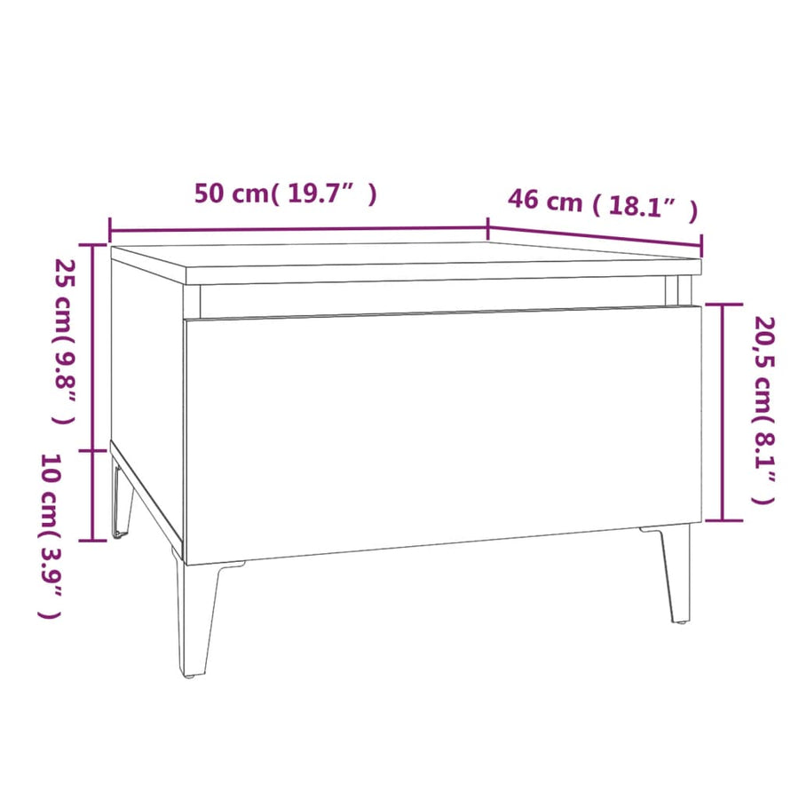 Bijzettafel 50X46X35 Cm Bewerkt Hout Gerookt Eikenkleurig