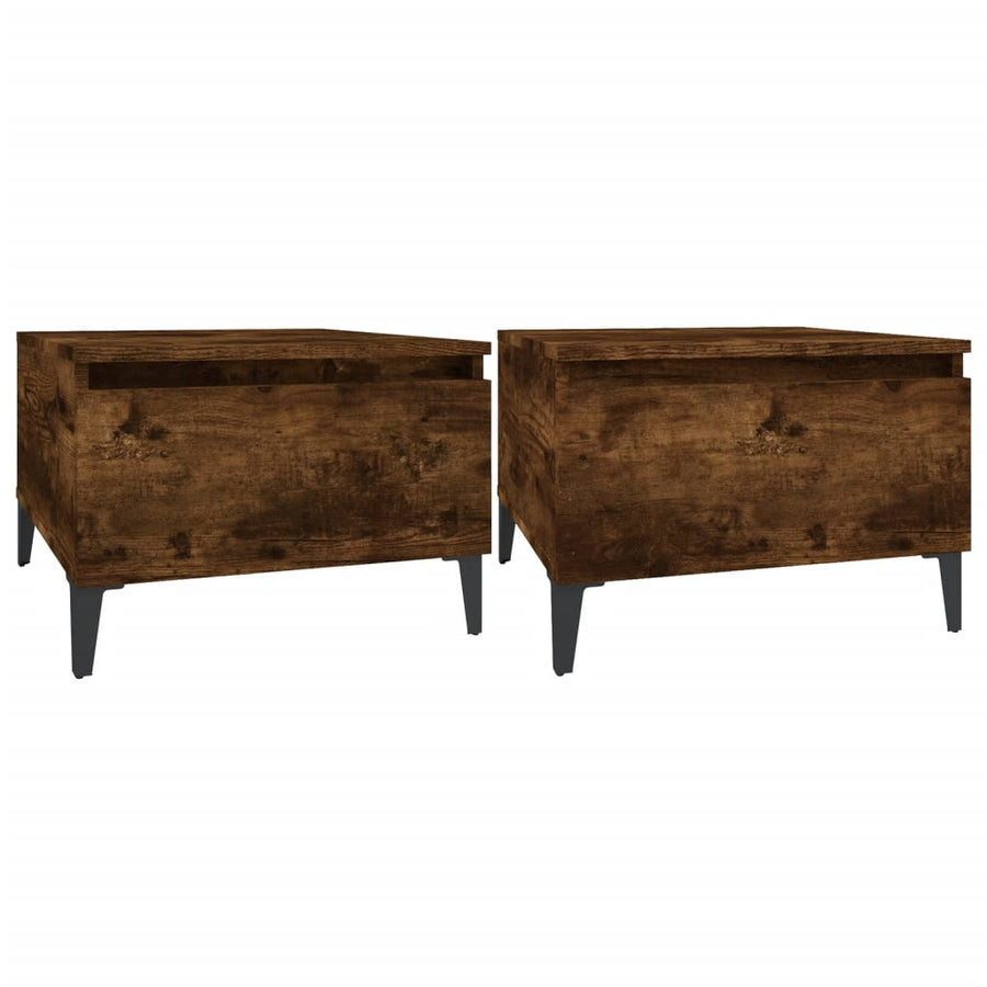 Bijzettafels 2 St 50X46X35 Cm Bewerkt Hout Gerookt Eikenkleurig