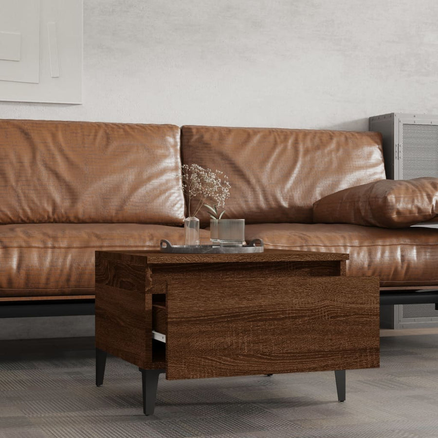 Bijzettafel 50X46X35 Cm Bewerkt Hout Bruin Eikenkleur