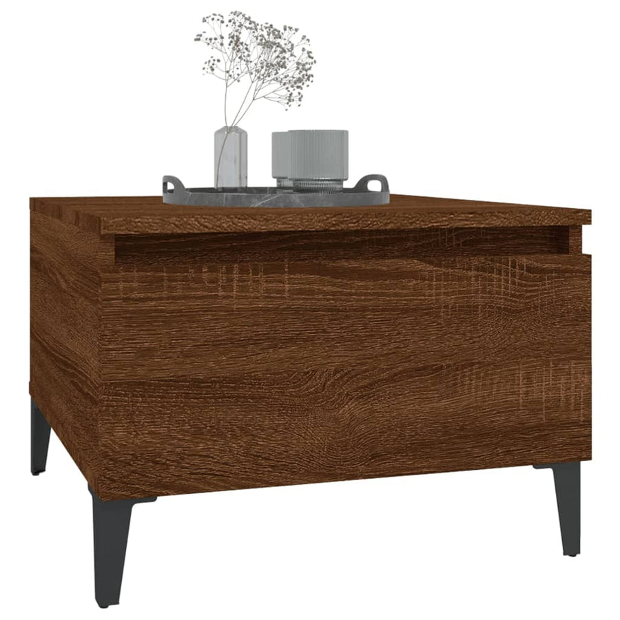 Bijzettafel 50X46X35 Cm Bewerkt Hout Bruin Eikenkleur