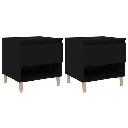 Nachtkastjes 2 St 50X46X50 Cm Bewerkt Hout Zwart