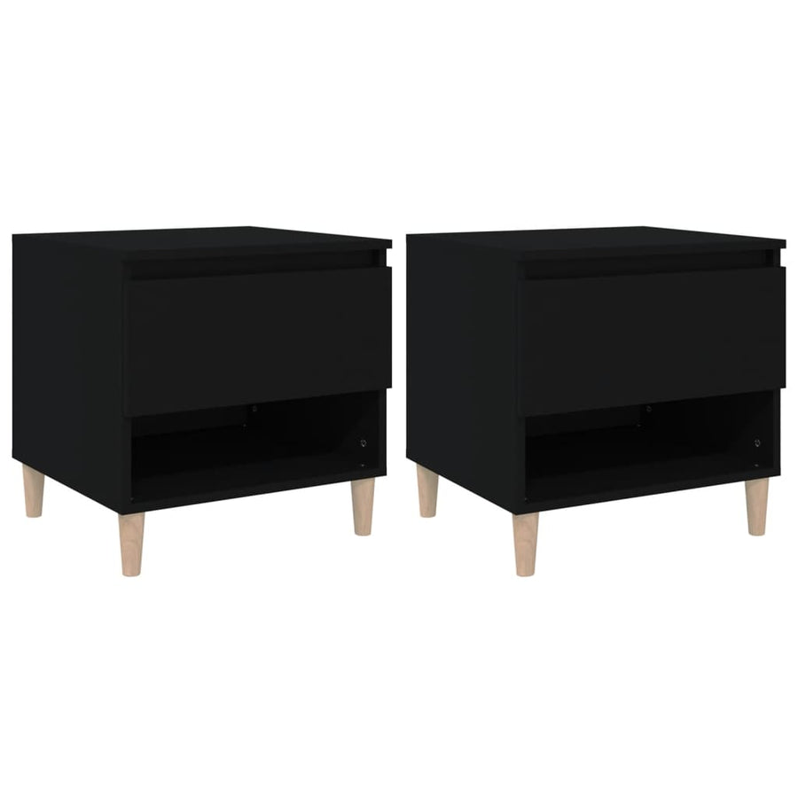 Nachtkastjes 2 St 50X46X50 Cm Bewerkt Hout Zwart