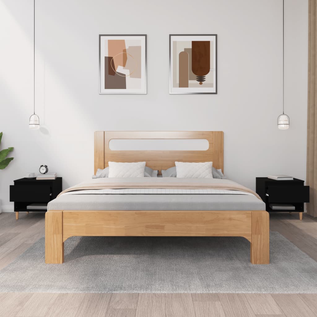 Nachtkastjes 2 St 50X46X50 Cm Bewerkt Hout Zwart