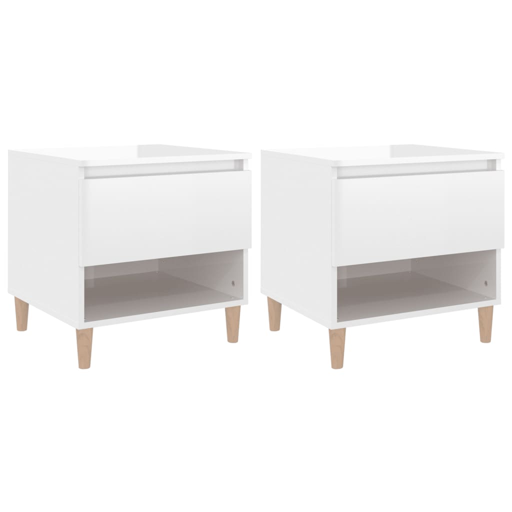 Nachtkastjes 2 St 50X46X50 Cm Bewerkt Hout Hoogglans Wit