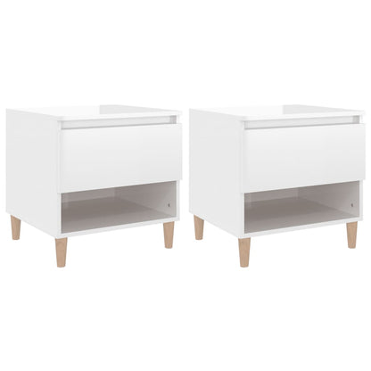 Nachtkastjes 2 St 50X46X50 Cm Bewerkt Hout Hoogglans Wit