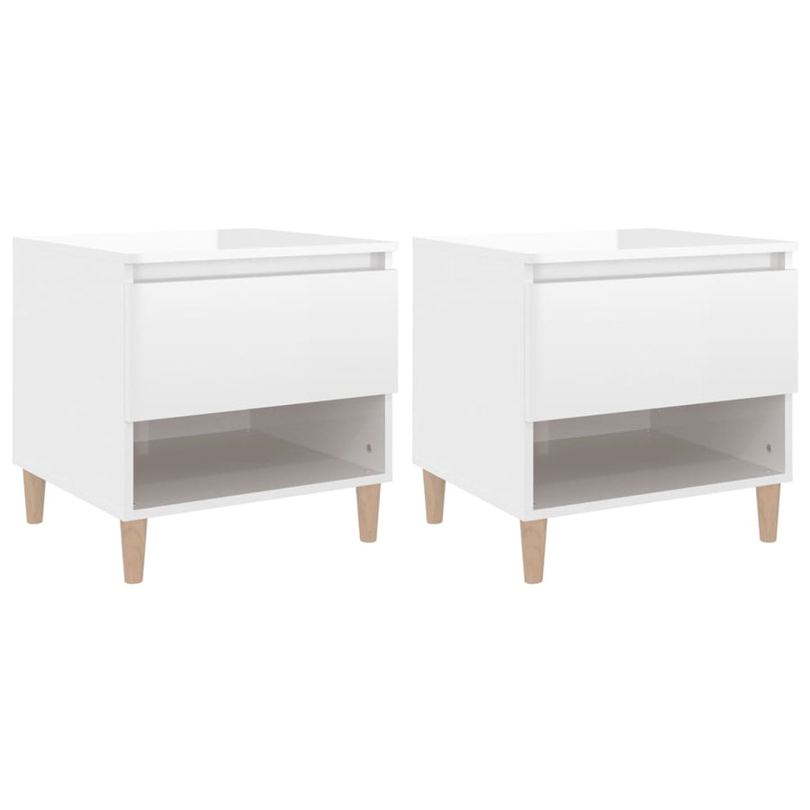 Nachtkastjes 2 St 50X46X50 Cm Bewerkt Hout Hoogglans Wit