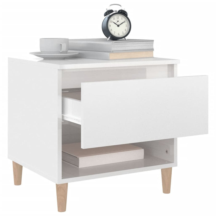 Nachtkastjes 2 St 50X46X50 Cm Bewerkt Hout Hoogglans Wit